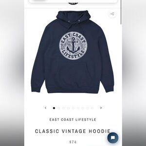 East Coast Lifestyle Classic Vintage Hoodie NWT